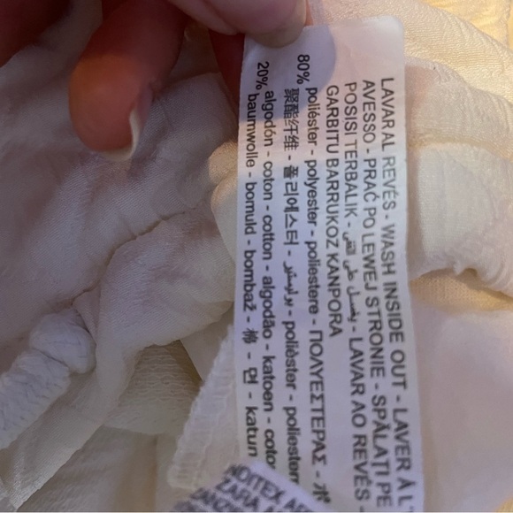 Zara Diamond Full Zip‎ Cropped Drawstring Jacket in Ivory Size Medium - Picture 7 of 8